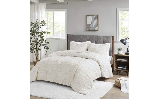  Arctic Fur Down Alternative Comforter Mini Set, Twin, Ivory