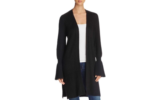  Women’s Bell-Sleeve Duster Cardigas, Black, Large