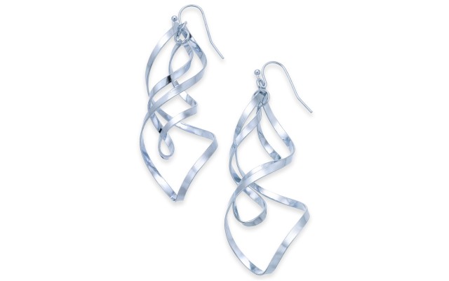  Twist Drop Earrings, Silver