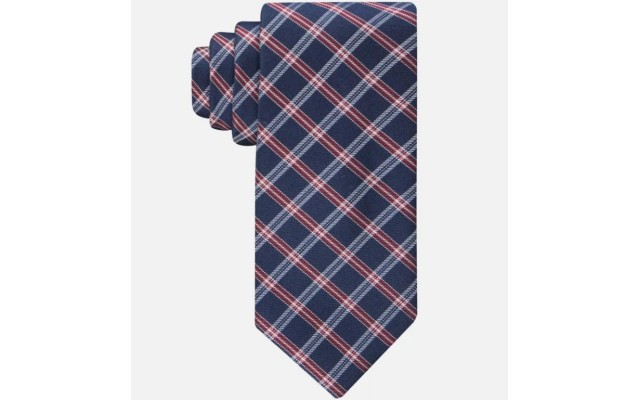  Men’s Classic Check Tie – Navy Red