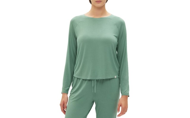  Body Women’s Long-Sleeve Crewneck Pajama Top, Boggy Green, Medium