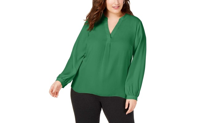  Women’s Plus Size V-Neck Woven Knit Blouse Shirt Tops, Clover Patch, 0X Plus