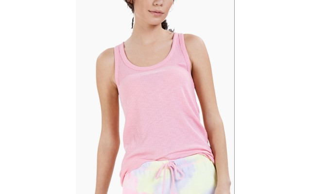 Jenni Basic Solid Ribbed Tank Top, Pink, X-Small