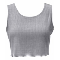 Jenni Women’s Cropped Rib-Knit Sleep Tank Top, Heather Grey, Large