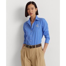 Lauren Ralph Lauren Petite Women’s Striped Cotton Broadcloth Shirt, Blue/White, PXS