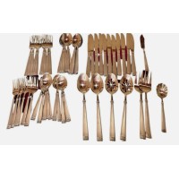 Pfaltzgraff LINEAR 18/0 Stainless Flatware Silverware 58 Piece, Silver