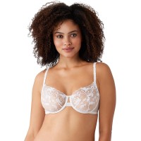 Wacoal Women’s Dramatic Interlude Embroidered Unlined Underwire Bra, White, 36DD
