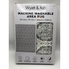 Wyatt & Ash Washable Area Rug, Aliyah 5 ft x 7ft - Rose Washable Stain Resistant