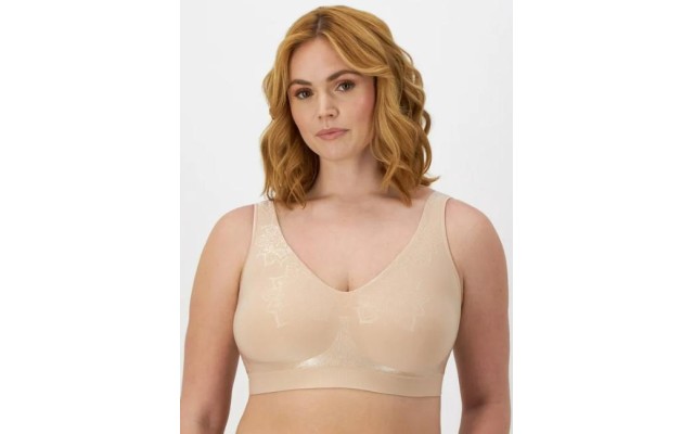 Comfort Revolution ComfortFlex Fit Seamless 2-Ply Wireless Bra Almond Aztec, Brown, S  Comfort Revolution ComfortFlex Fit Seamless 2-Ply Wireless Bra Almond Aztec, Brown, S