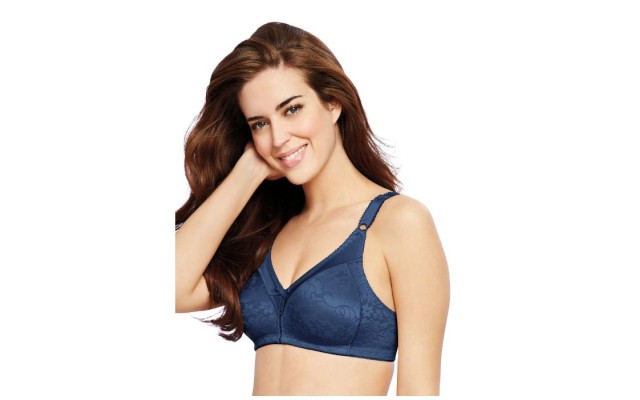 Wire-Free Bra Double Support M-Frame Cushioned Flexible Fit Womens, Navy, 36C  Wire-Free Bra Double Support M-Frame Cushioned Flexible Fit Womens, Navy, 36C