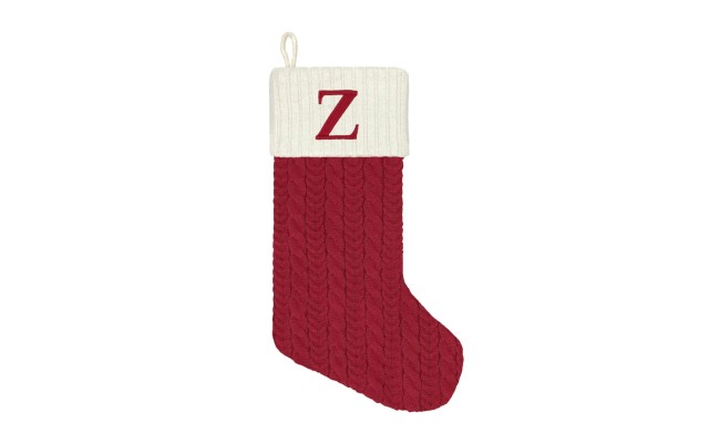 Large Red Knit Monogram Stockings 21″, Z  Large Red Knit Monogram Stockings 21″, Z