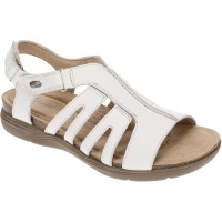 Clarks Women’s April Belle Flat Sandal White Leat 7.5M, 26177022