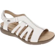 Clarks Women’s April Belle Flat Sandal White Leat 7.5M, 26177022