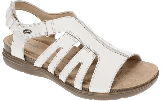  Women’s April Belle Flat Sandal White Leat 7.5M, 26177022