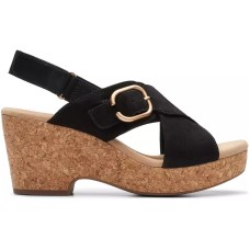 Clarks Women’s Giselle Cove Wedge Sandal Black Nubuck 6.5M, 26177142