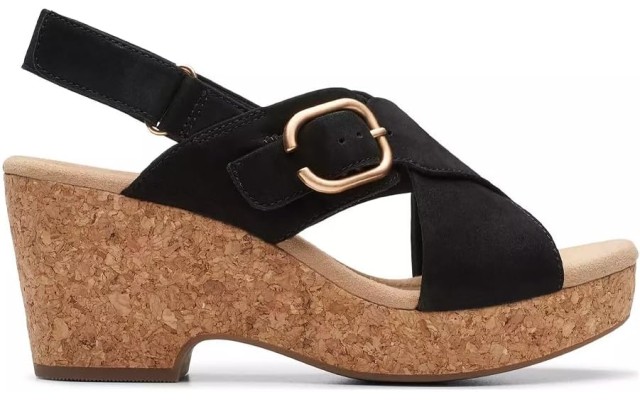  Women’s Giselle Cove Wedge Sandal Black Nubuck 6.5M, 26177142