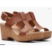Clarks Women’s Giselle Style Wedge Sandal Tan Leather 10M, 26177166
