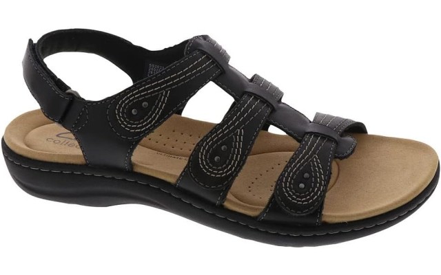  Womens Laurieann Vine Strappy Sandal Black Leather 11M, 26171268