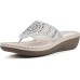  Women’s Cienna Mini Wedge Flip Flop Sandal White Fabric 10M, CIENNA C28619
