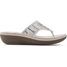 CLIFFS BY WHITE MOUNTAIN Women’s Cienna Mini Wedge Flip Flop Sandal White Fabric 10M, CIENNA C28619