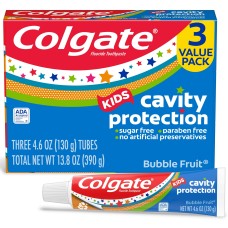Colgate Kids Cavity Protection Toothpaste, Bubble Fruit, 4.6 oz, 3 Pack