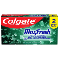Colgate Max Fresh Toothpaste with Mini Breath Strips, Clean Mint, 6.3 Ounce (2 Pack)