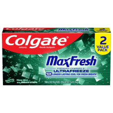Colgate Max Fresh Toothpaste with Mini Breath Strips, Clean Mint, 6.3 Ounce (2 Pack)
