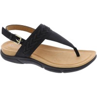 Easy Spirit Monte Woven T-Stra Flat Sandal, Black, 8M, SEMONTE3