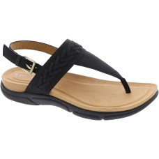 Easy Spirit Monte Woven T-Stra Flat Sandal, Black, 8M, SEMONTE3