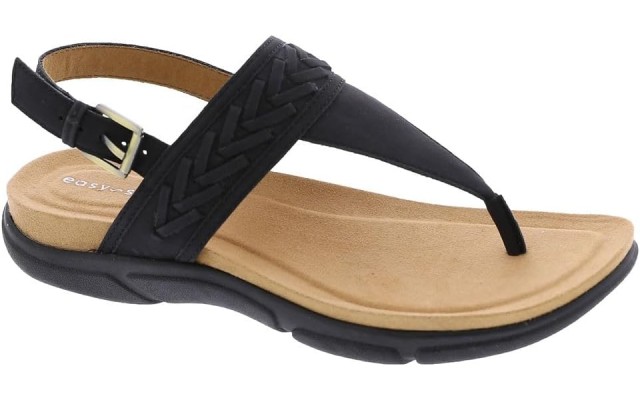  Monte Woven T-Stra Flat Sandal, Black, 8M, SEMONTE3