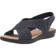 Easy Street Women’s Claudia Wedge Sandals Navy 6M, CLAUD