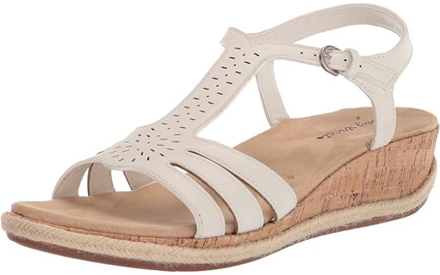  Women’s Dorinda Wedge Sandal, White, 10W, DORIN