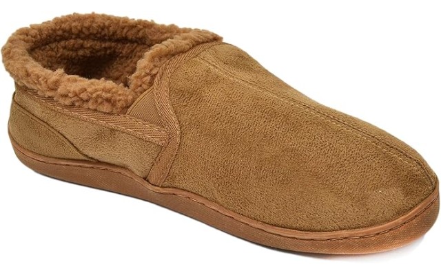  Men’s Twin Gore Faux-Suede Slippers (S-Dark Beige)