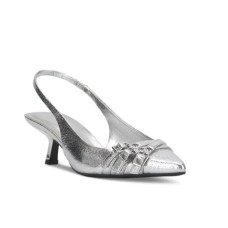 I.N.C. International Concepts Womens Capeka Slingback Pumps Silver Crinkle 6.5M I.N.C. International Concepts Womens Capeka Slingback Pumps Silver Crinkle 6.5M