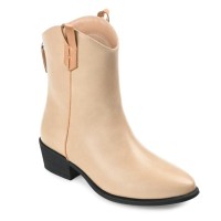 Journee Collection Womens Novva Tru Comfort Foam Back Heel Zip Stacked Heel Booties, 8M-TAN, NOVVA-BOOTIES