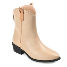Journee Collection Womens Novva Tru Comfort Foam Back Heel Zip Stacked Heel Booties, 8M-TAN, NOVVA-BOOTIES