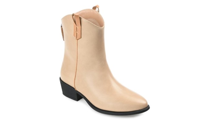  Womens Novva Tru Comfort Foam Back Heel Zip Stacked Heel Booties, 8M-TAN, NOVVA-BOOTIES