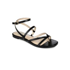 Journee Collection Womens Serissa Thong Flat Slingback Sandals, Black, 7.5M, SERISSA