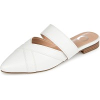 Journee Women’s Comfort Foam Stasi Mule, STASI-FLATS, White, 6M