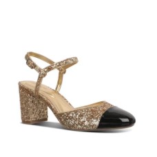 On 34th Womens Dotti Captoe Pumps Gold Glitter Black Patent 7M, On 34th Womens Dotti Captoe Pumps Gold Glitter Black Patent 7M,
