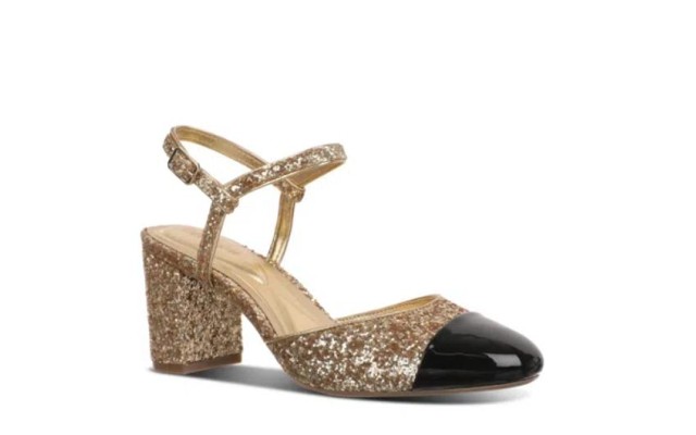 Womens Dotti Captoe Pumps Gold Glitter Black Patent 7M,  Womens Dotti Captoe Pumps Gold Glitter Black Patent 7M,