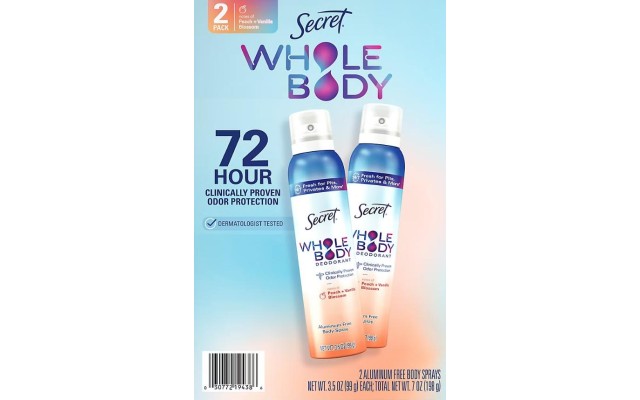  Body Aluminum Free Body Spray Deodorant For Women, Peach & Vanilla, 2 pk./3.5 oz.
