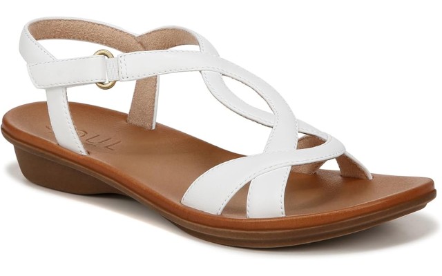 Solo Strappy Sandals Smooth White Faux Leather 10M, I5975S6