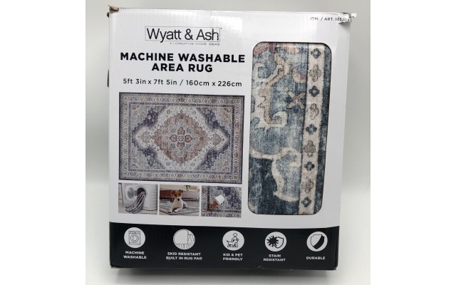 Wyatt & Ash Washable Area Rug, Aliyah 5 ft x 7ft – Rose Washable Stain Resistant