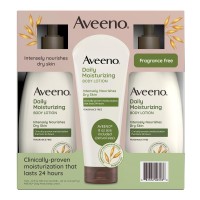 Aveeno Daily Moisturizing Body Lotion 18 Fluid Ounce (Pack of 2) + 8 Ounce Tube Aveeno Daily Moisturizing Body Lotion 18 Fluid Ounce (Pack of 2) + 8 Ounce Tube