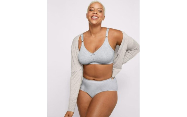  Double Support Cotton Wire-Free Bra Womens Full Coverage Cool Comfort, Gray, 34C