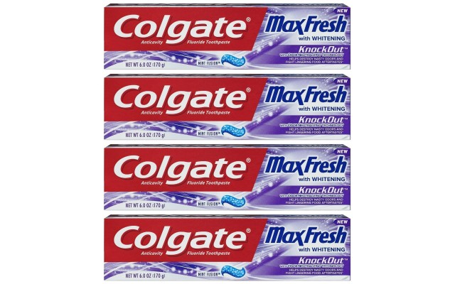  Max Fresh Toothpaste - KnockOut - With Odor Neutralizing Technology - Net Wt. 6 OZ (170 g) Per Tube - Pack of 4 Tubes