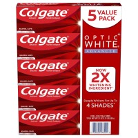 Colgate Optic Advanced Whitening Toothpaste, Sparkling White (4.2 Ounce, 5 Pack)