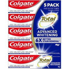 Colgate Total SF Advanced Whitening Whole Mouth Health Toothpaste 6.4 Oz Each 5 Packk