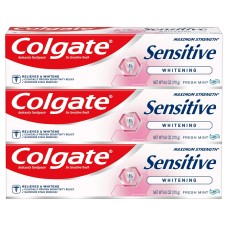 Colgate Whitening Toothpaste for Sensitive Teeth, Enamel Repair and Cavity Protection, Fresh Mint Gel, 6 Oz (Pack of 3)